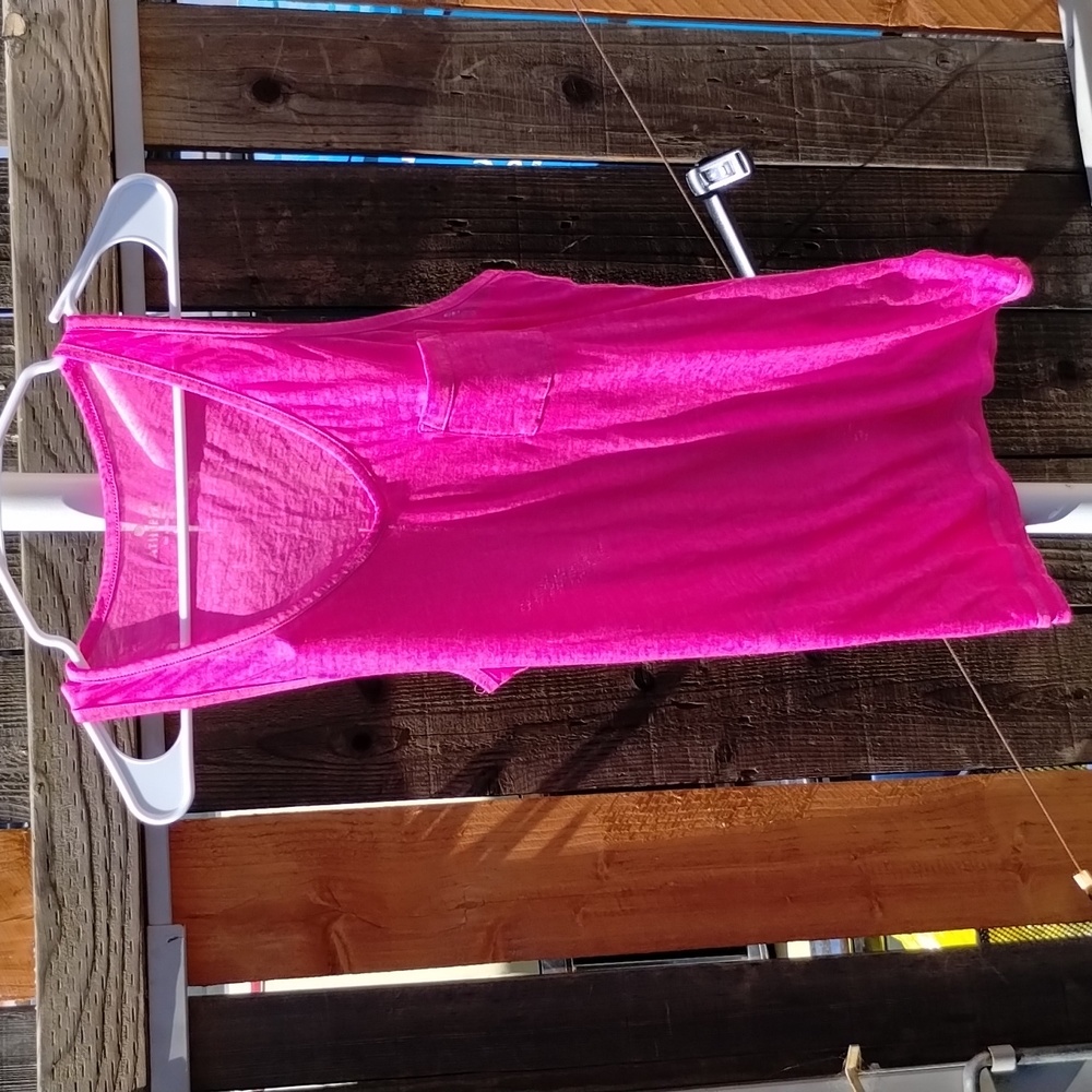 Athleta Pocket Front Burn Out Hot Pink Active Tank Top